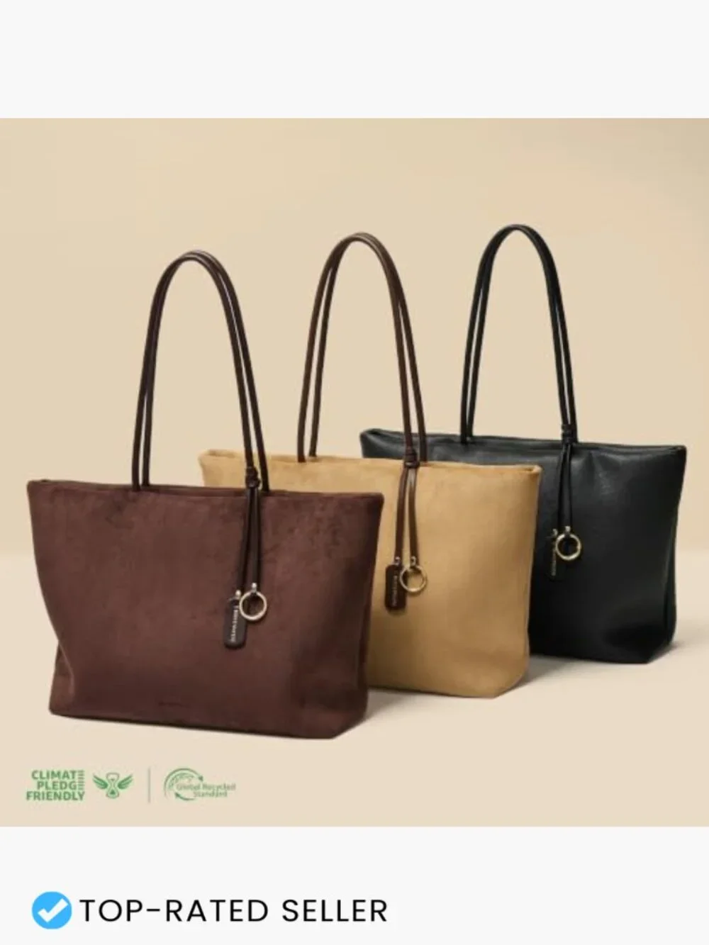 Large Slouchy Work Tote Lightweight Faux Suede Purse Laptop Bag Vegan